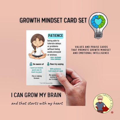 Growth Mindset Cards - "I Can Train My Brain" Values and Praise Cards