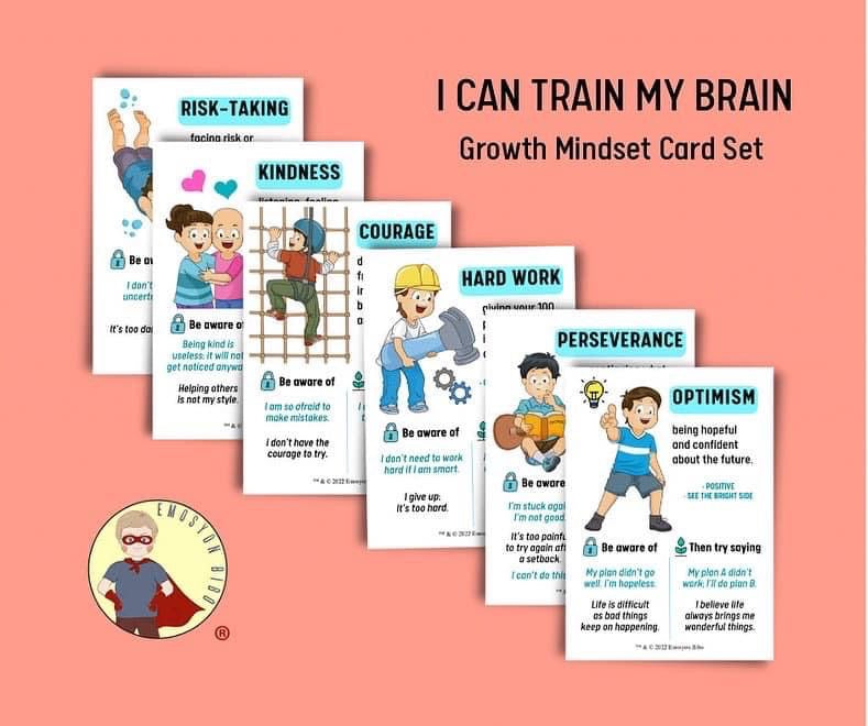 Growth Mindset Cards - "I Can Train My Brain" Values and Praise Cards