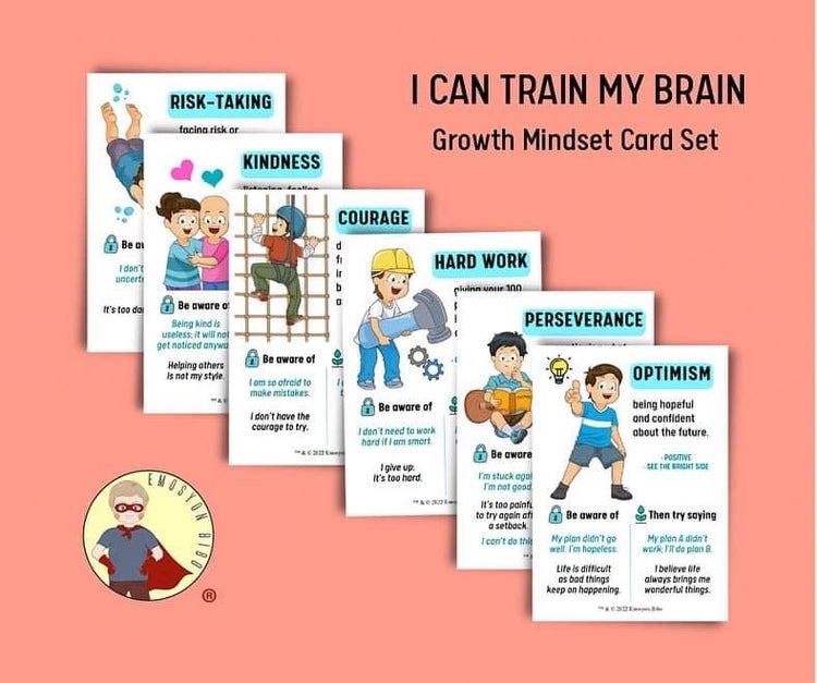 Growth Mindset Cards - "I Can Train My Brain" Values and Praise Cards